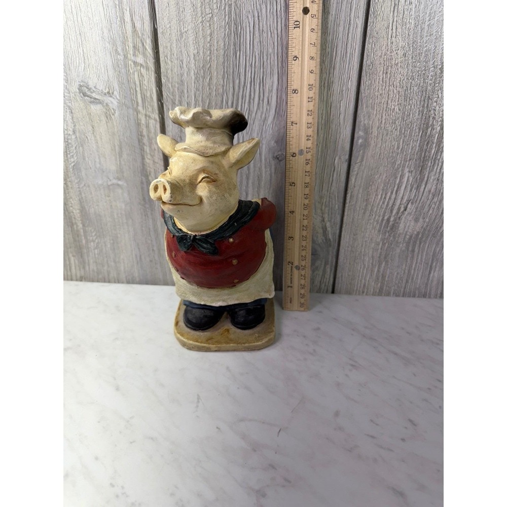 Vintage Style Chef Pig Figurine Toothpick Holder Resin Kitchen Decor Red Blue - Picture 9 of 9